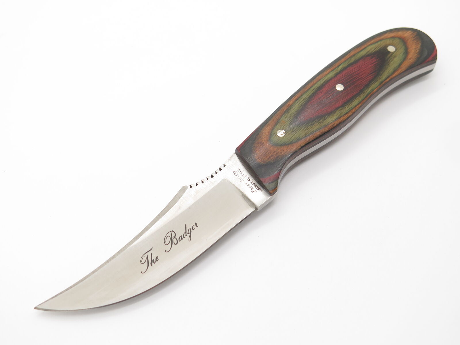 Vtg 1980s Frost Cutlery Badger Tak Fukuta Seki Japan Fixed Hunting Skinner Knife