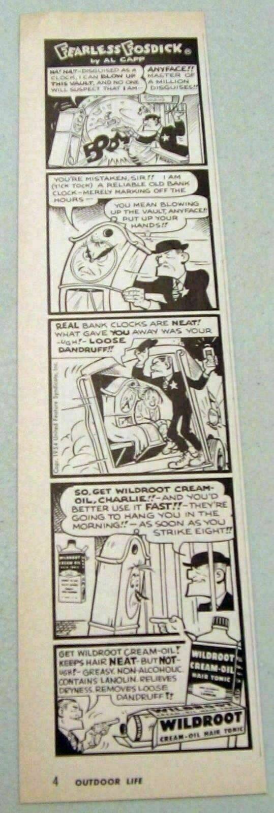 1954 Print Ad Wildroot Hair Tonic Fearless Fosdick Cartoon by Al Capp