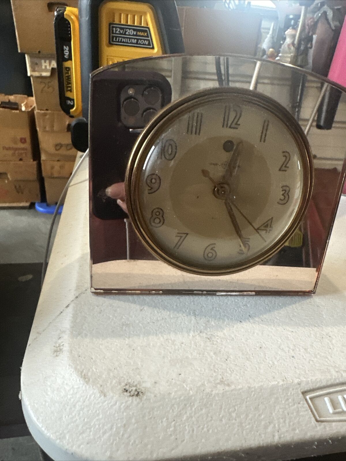 Pink Glass Electric Clock  1930’s GE/telechron