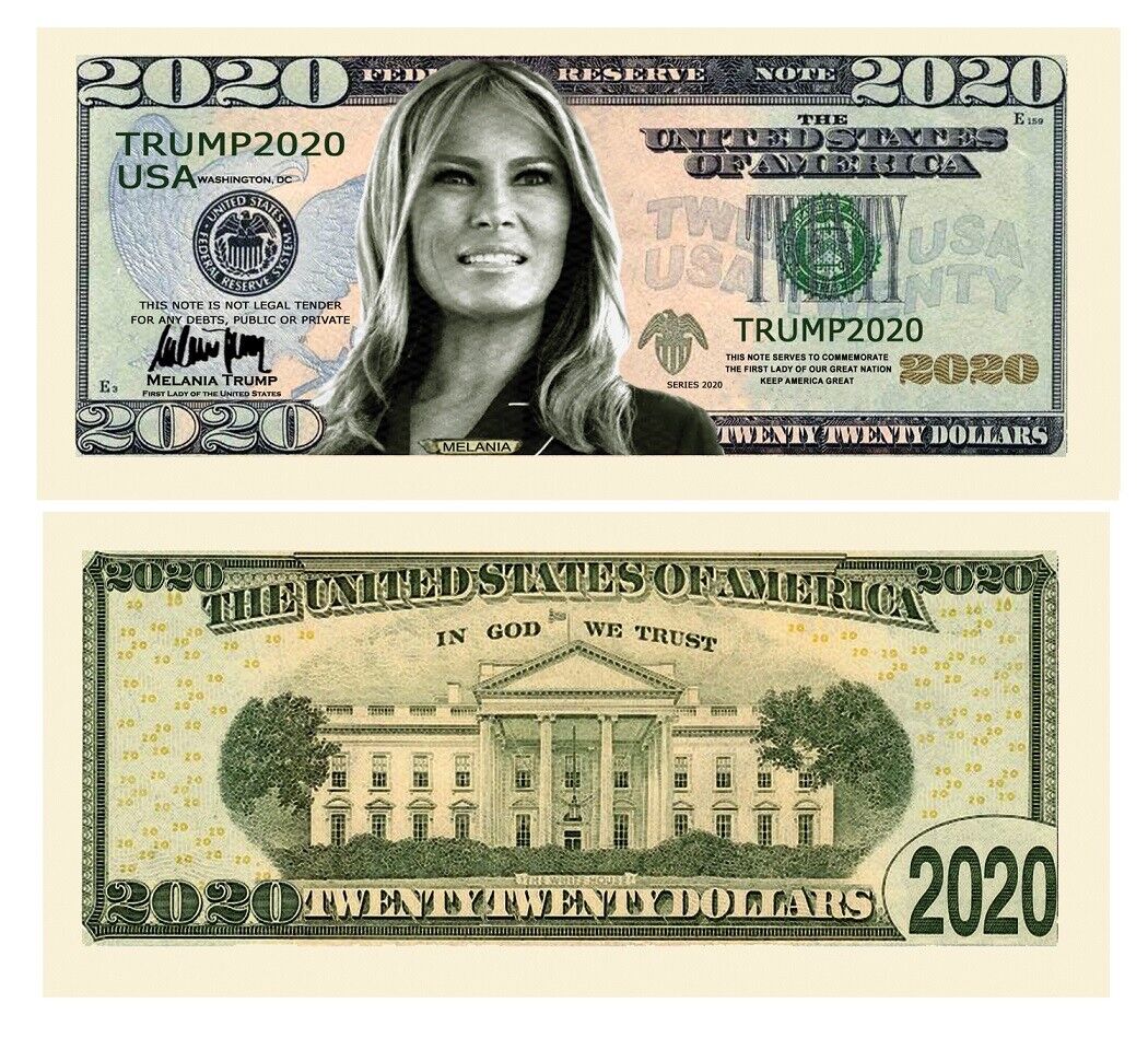 Melania Trump 2020 Dollar Bill Presidential MAGA Novelty Funny Money with Holder