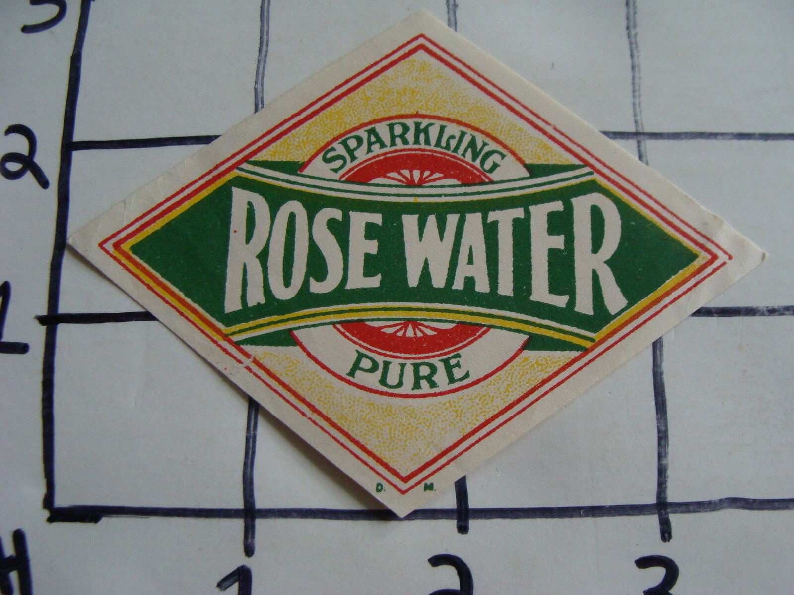 Original Vintage Label: Sparkling ROSE WATER pure