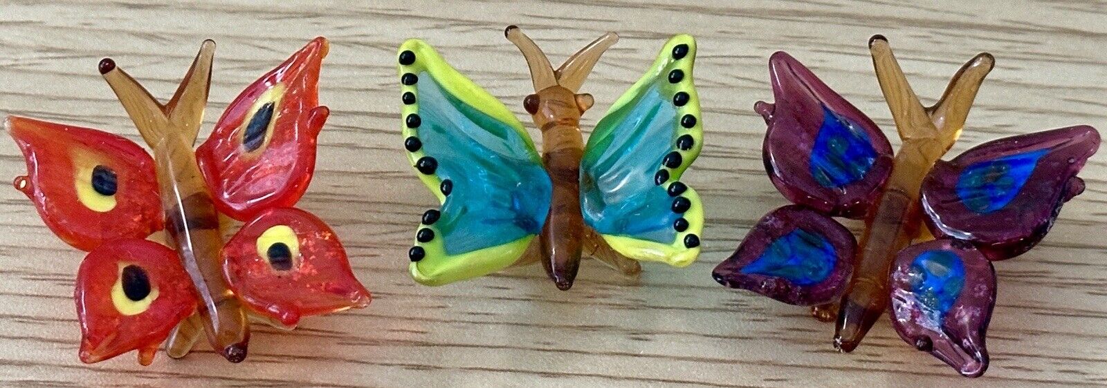 Lenox Beautiful Glass Multicolor Butterflies Red/Yell Blue/Purp Green/Yell 1.5”