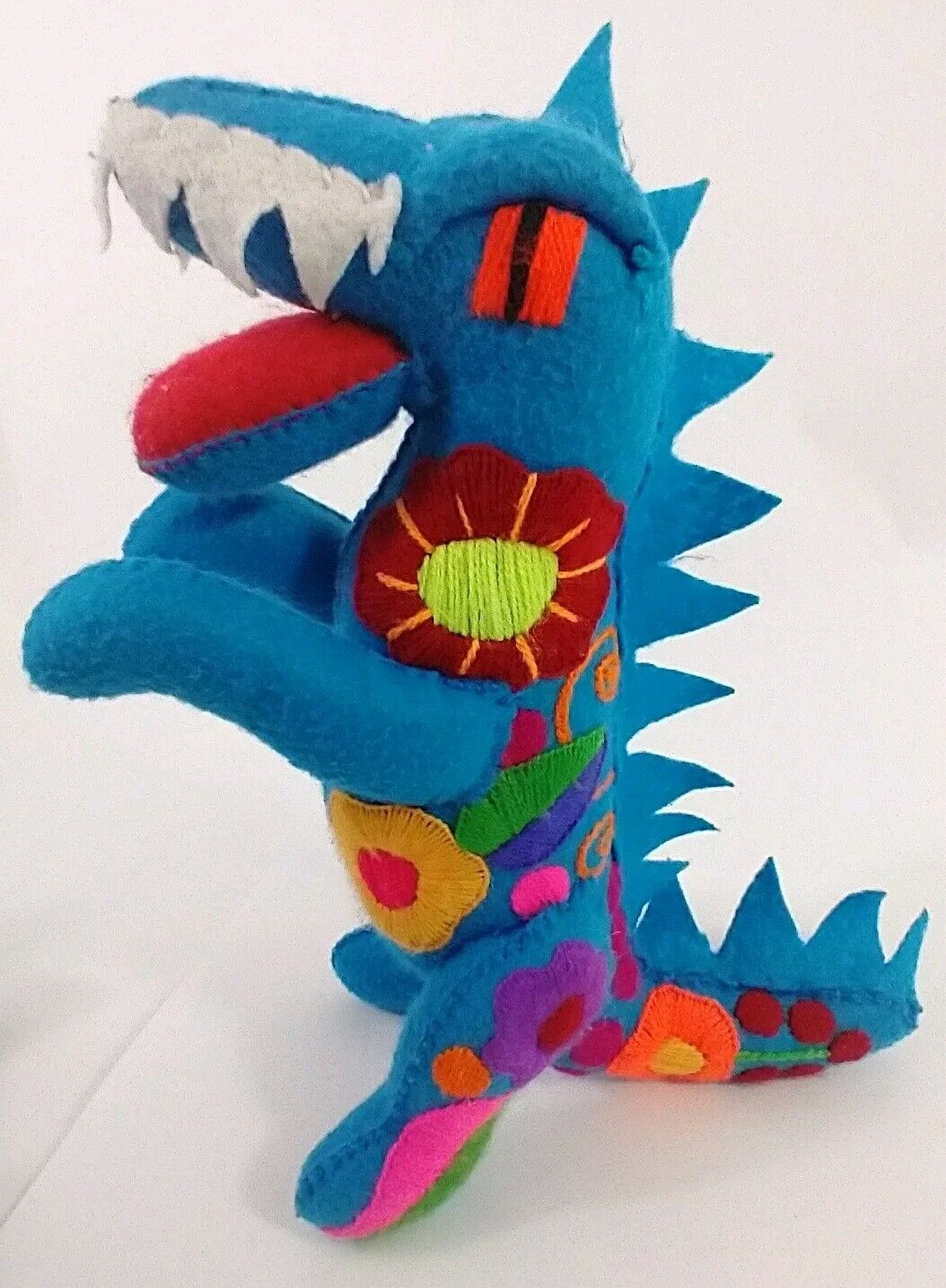 Mexican Handmade Felted T-Rex Dinosaur Plushy Folk Art Plush Dragon 