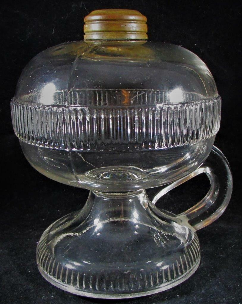 Antique Atterbury Rare Patented 1862 Filley Footed Hand Oil Kerosene Lamp 5 1/2\