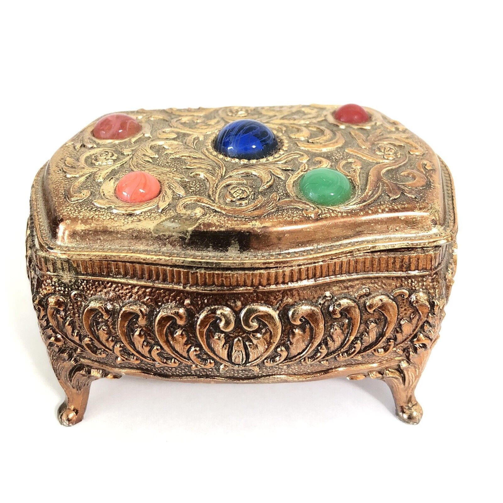 Vintage Gold Jewelry Box, Jewelry Casket, Ornate Gold Box