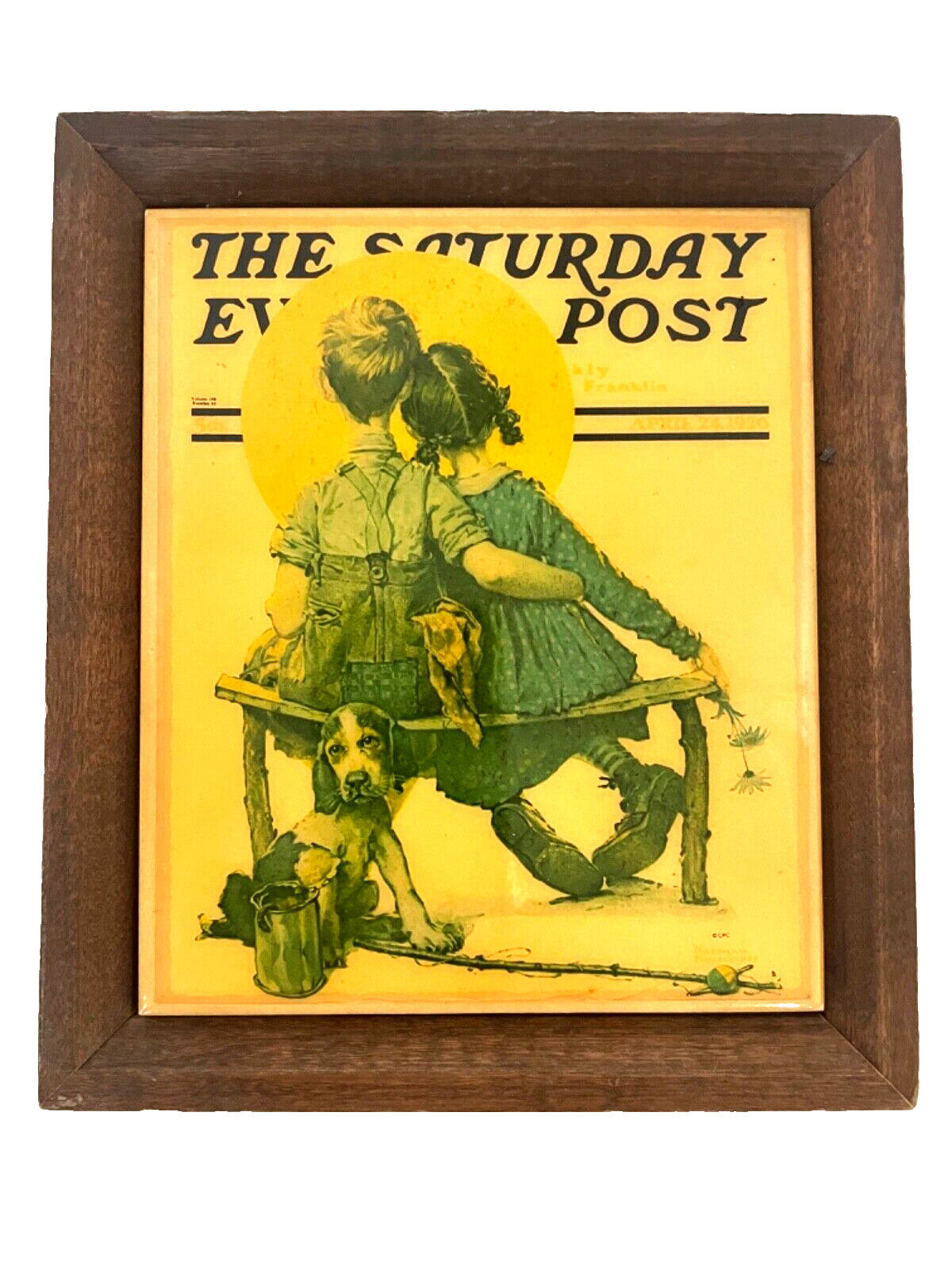 Norman Rockwell Art on Tile Puppy Love