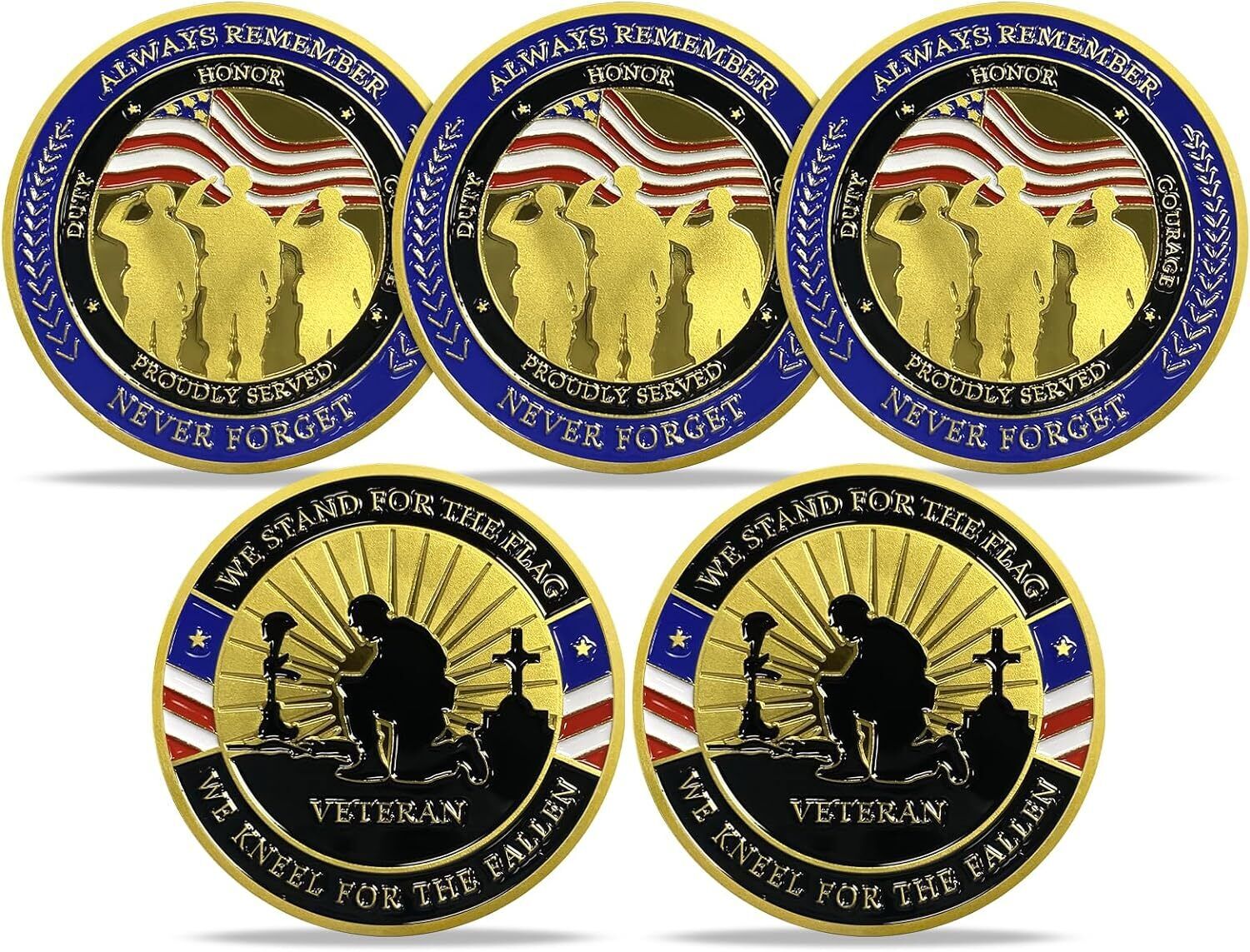 5Pcs Military Challenge Coins Thank You for Your Service Army Appreciation Gifts
