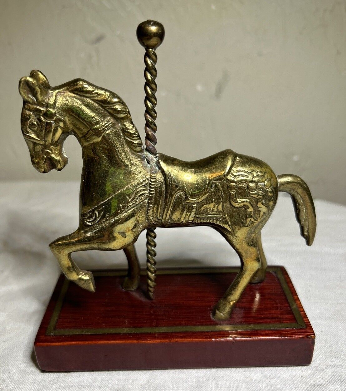 Vintage Solid Brass Carousel 6” Horse.