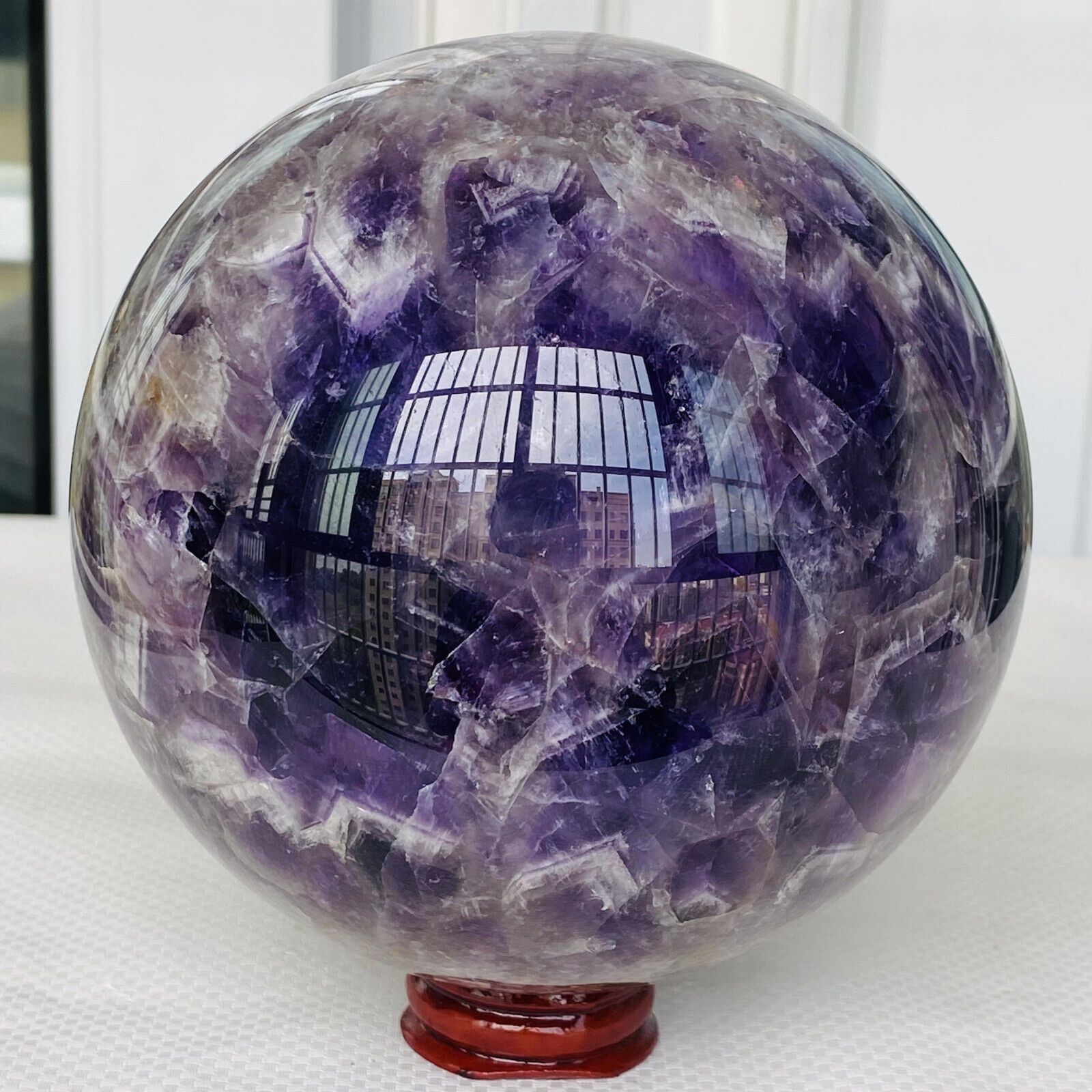 2360g Natural Dream Amethyst Quartz Crystal Sphere Ball Healing
