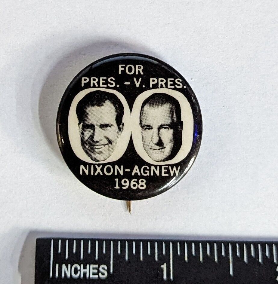 Nixon-Agnew 1968 - For Pres. - V. Pres. Campaign Pinback Button 1 1/4\