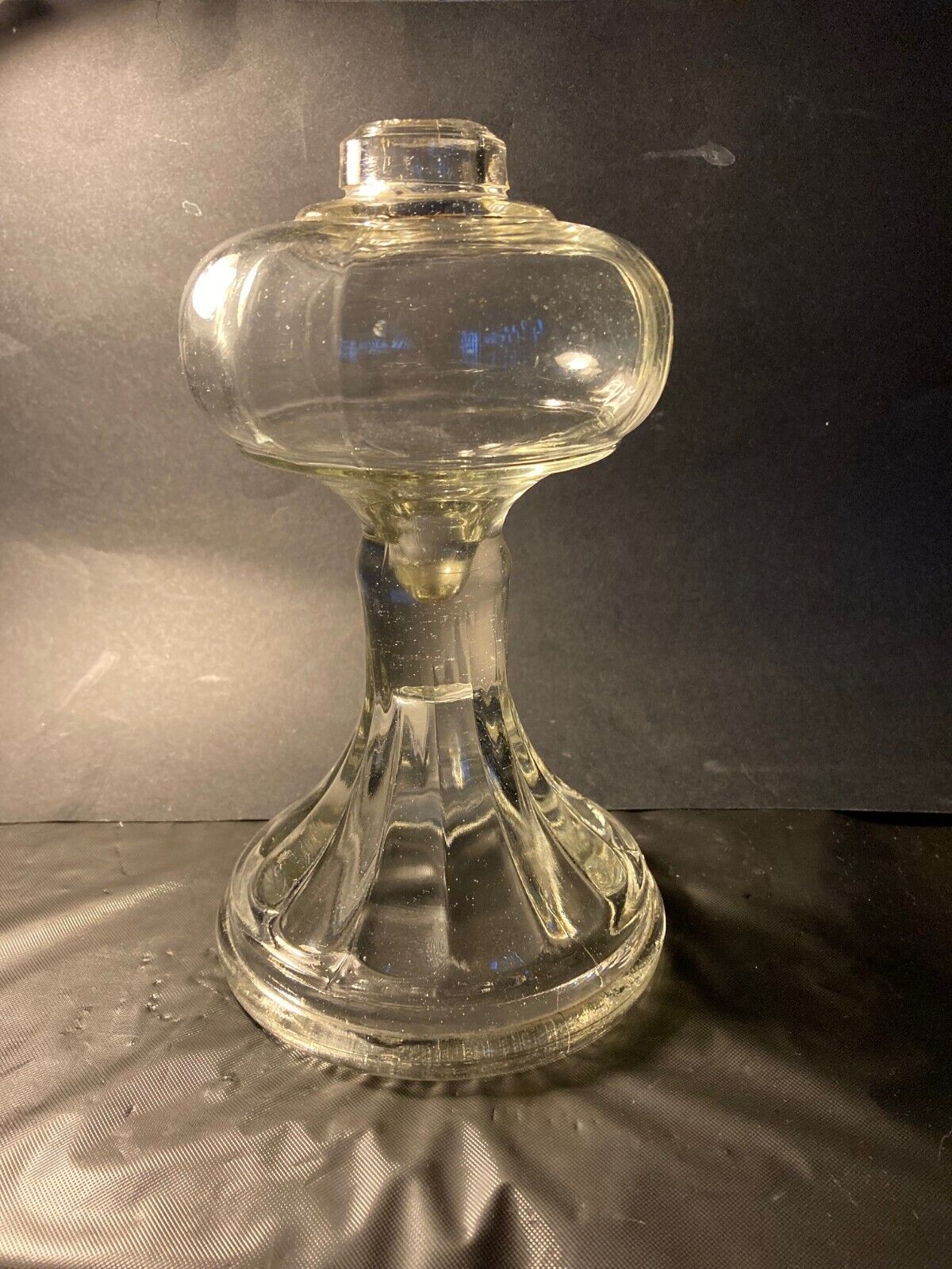 Antique Oil Lamp Base Clear Glass 8 Inches