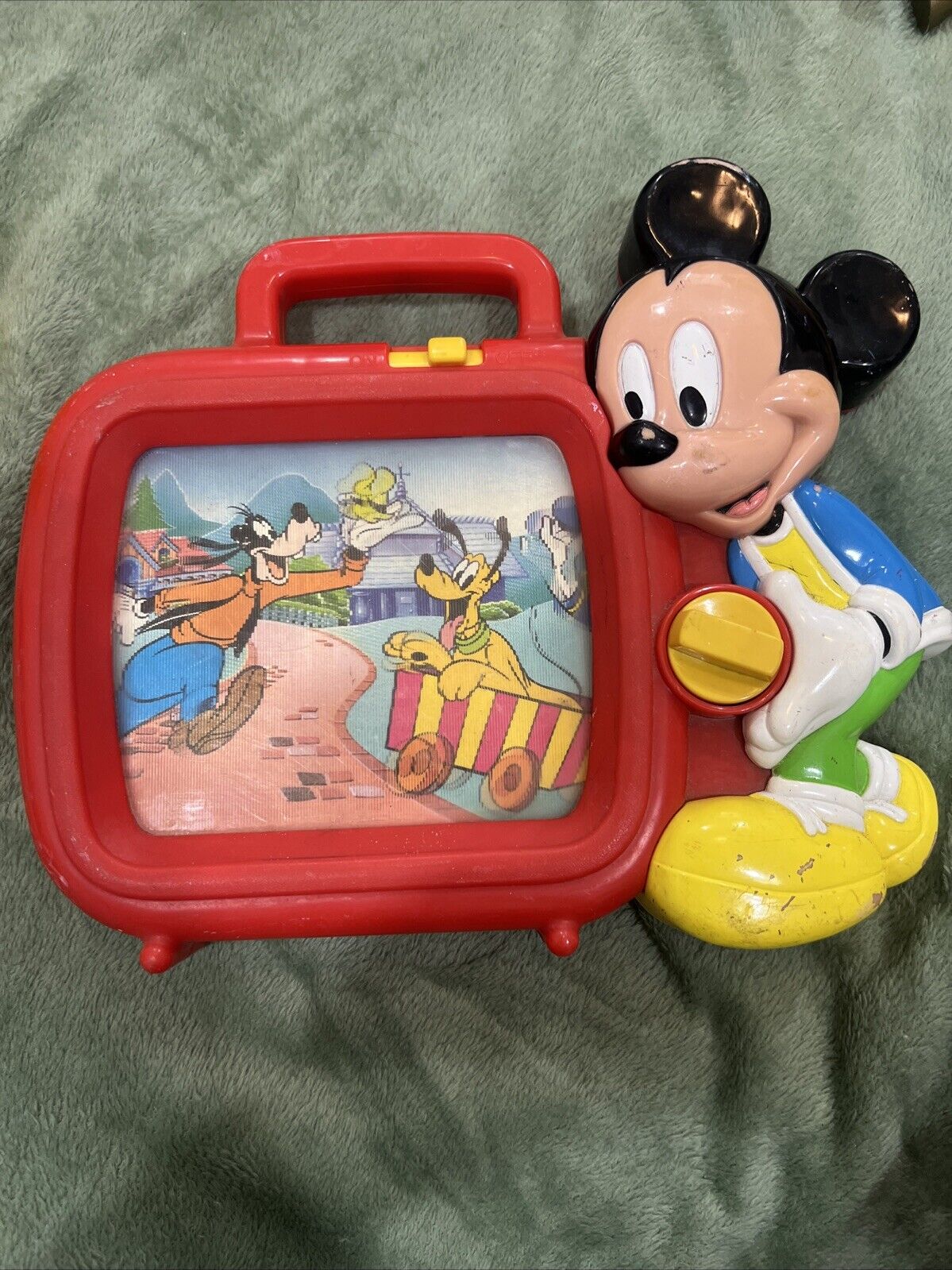 Vintage Disney Mickey Mouse Wind-up Musical Scroll TV Music Toy