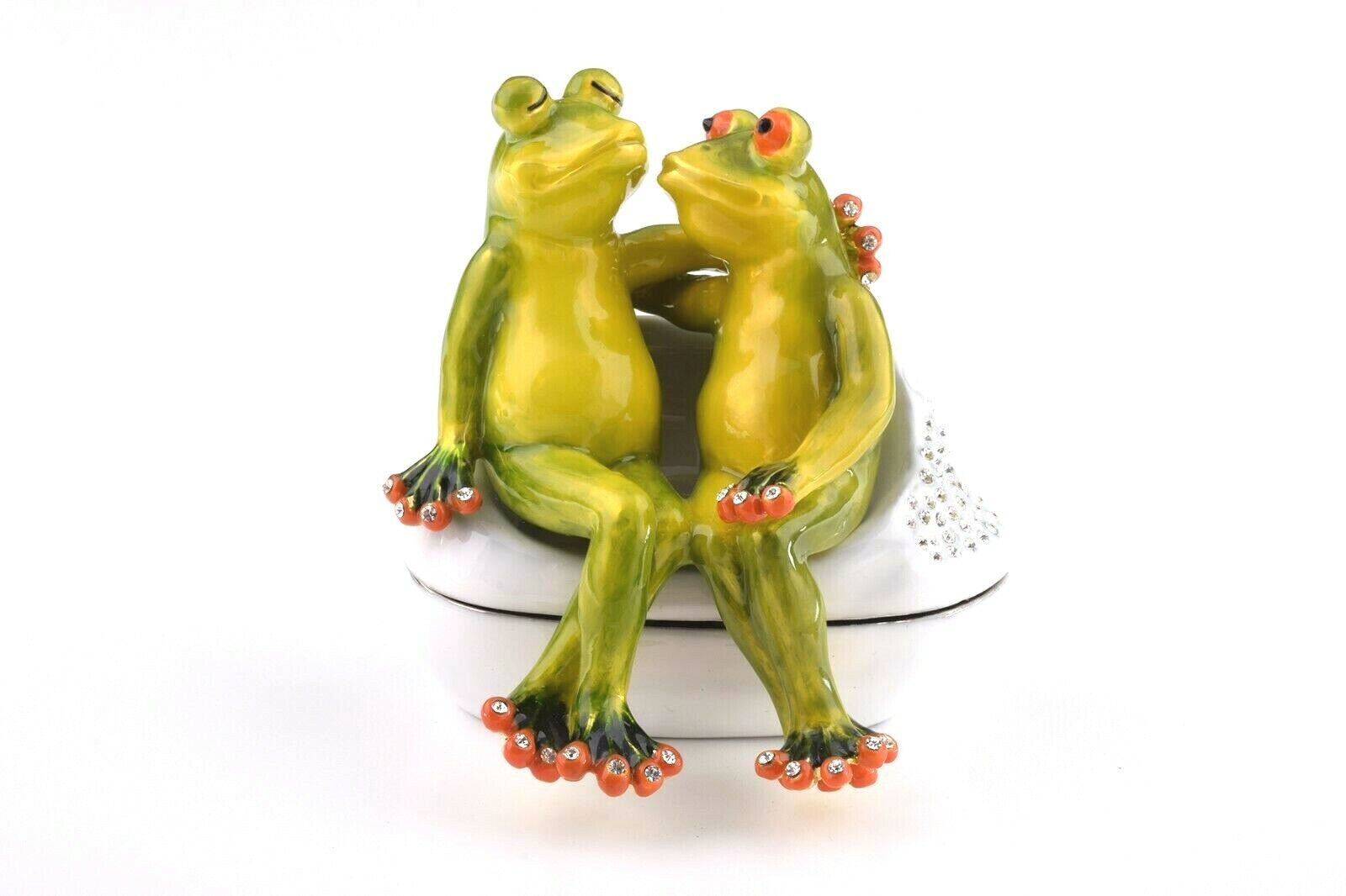 Frog in love  LIMITED EDITION trinket box  by Keren Kopal & Austrian crystals 