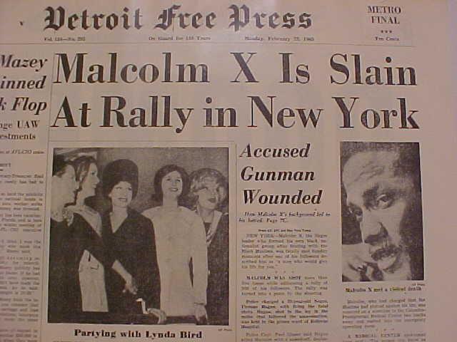 VINTAGE NEWSPAPER HEADLINES MALCOLM X  SHOT MURDERED KILLED NEW YORK DEATH  1965