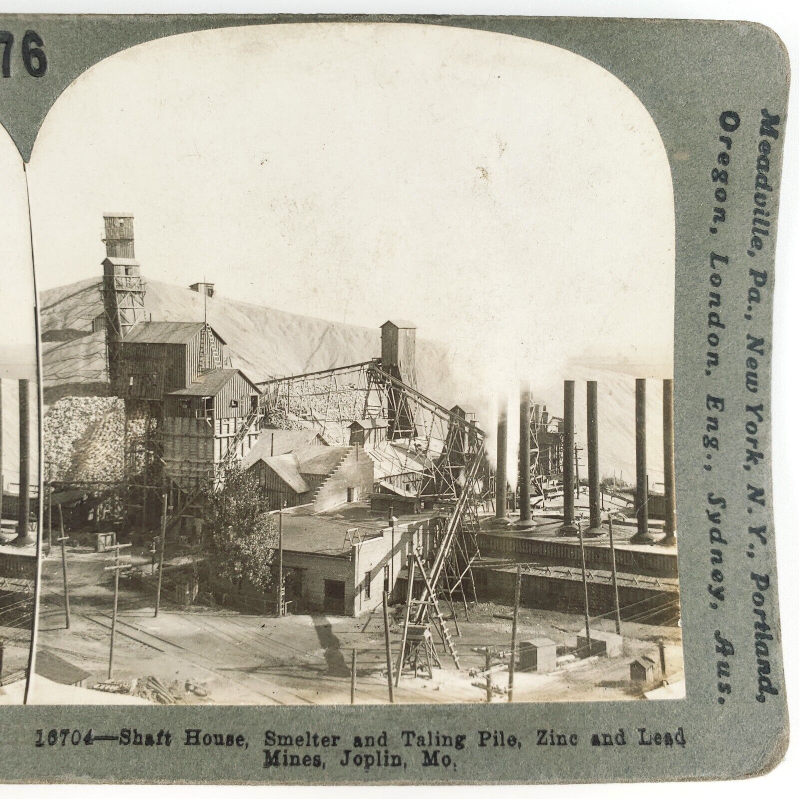 Joplin Missouri Lead Mining Stereoview 1920s Keystone Shaft House Mine Art D1847