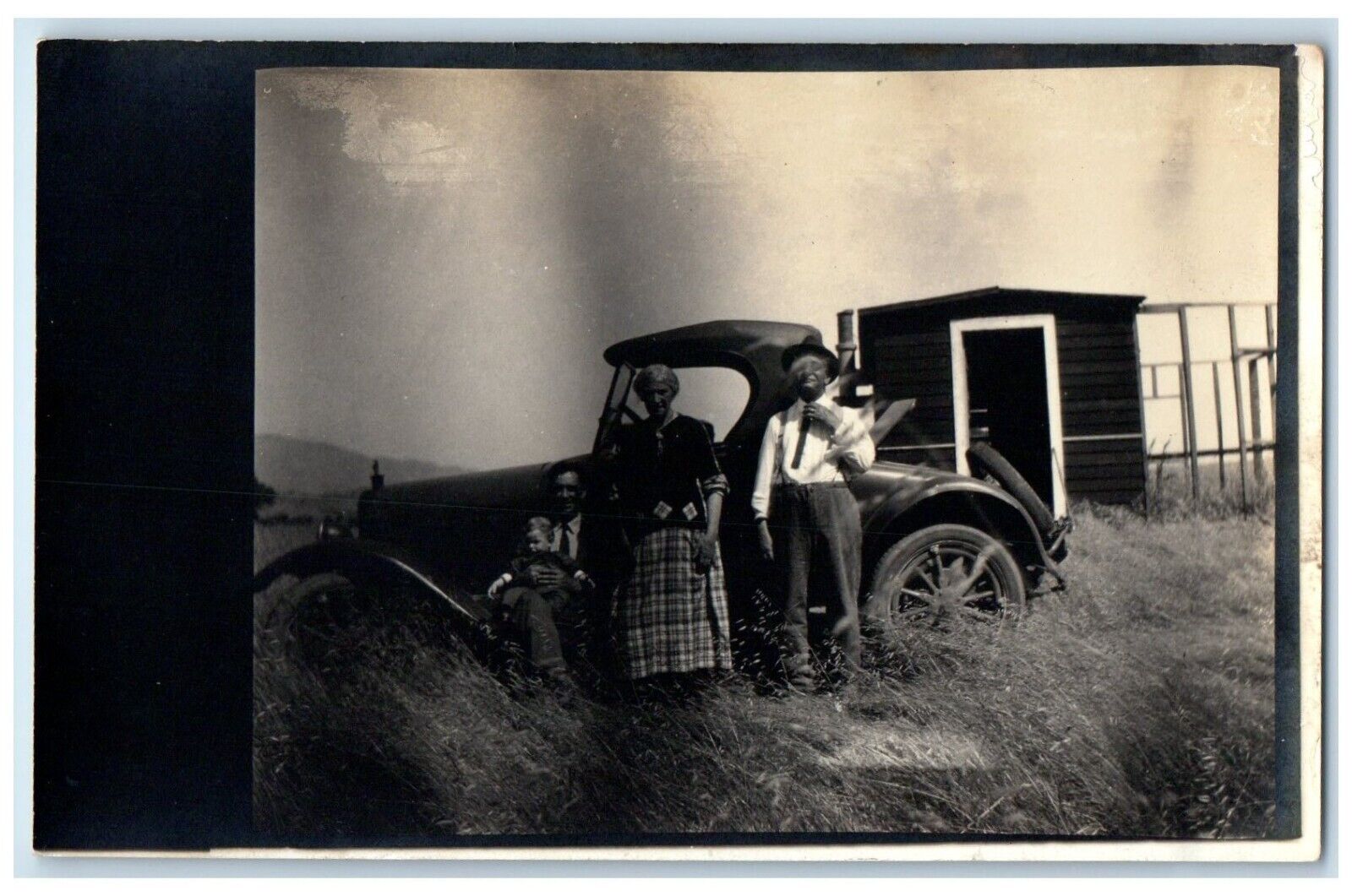 c1910\'s Roadster Car Walnut Creek Land Barton Co. Kansas KS RPPC Photo Postcard