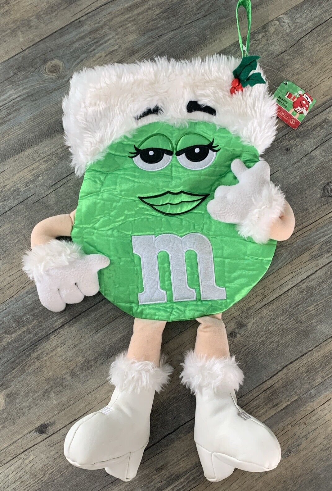 M&M\'s Green Christmas Plush Stocking