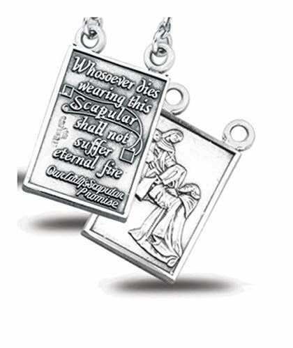 HMHReligious Sterling Silver Jesus Christ 7/8Inch Double Sided Scapular Medal Pe