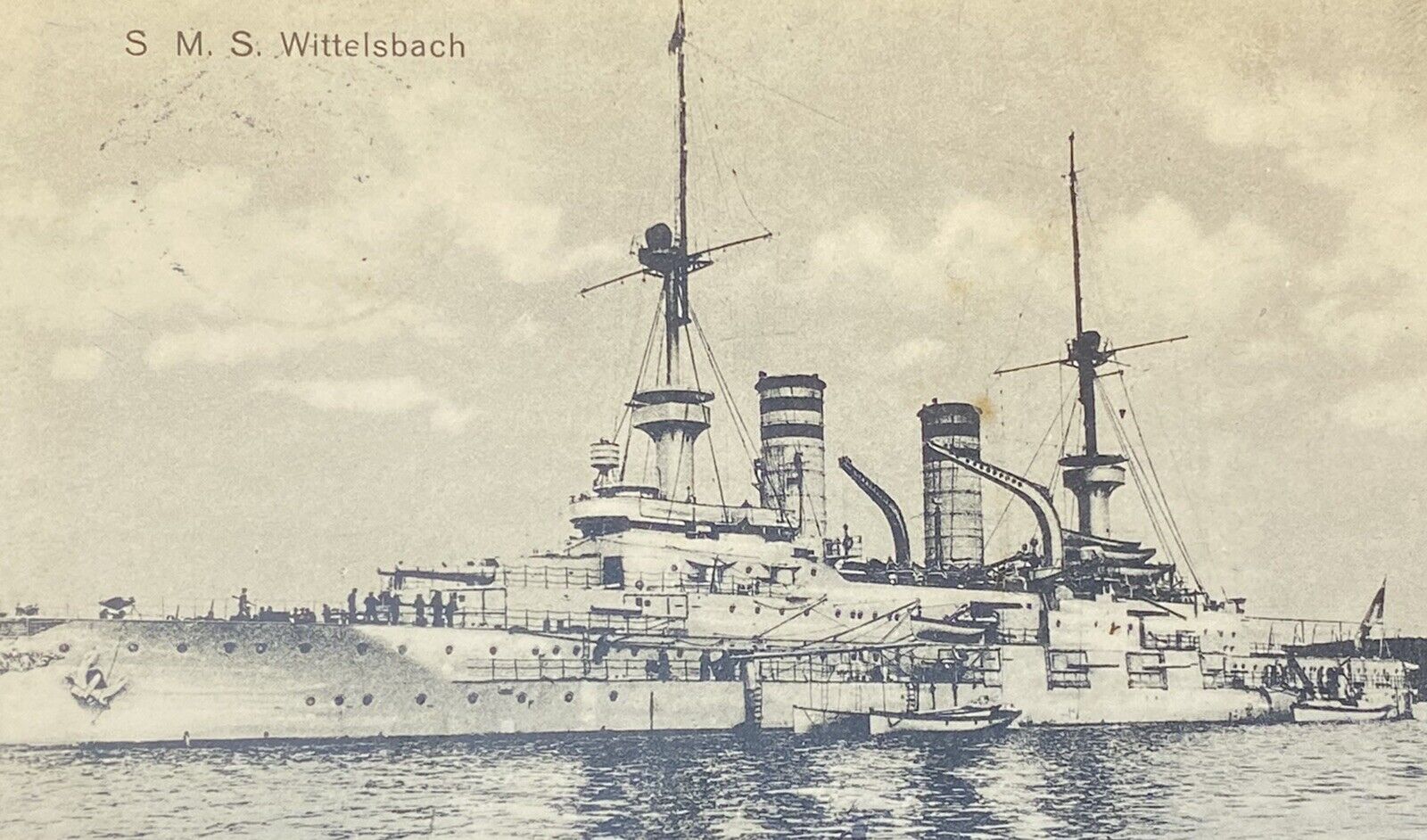 C1916 SMS Wittelsbach German Imperial Navy Ship RPPC Original Post Card Hamburg