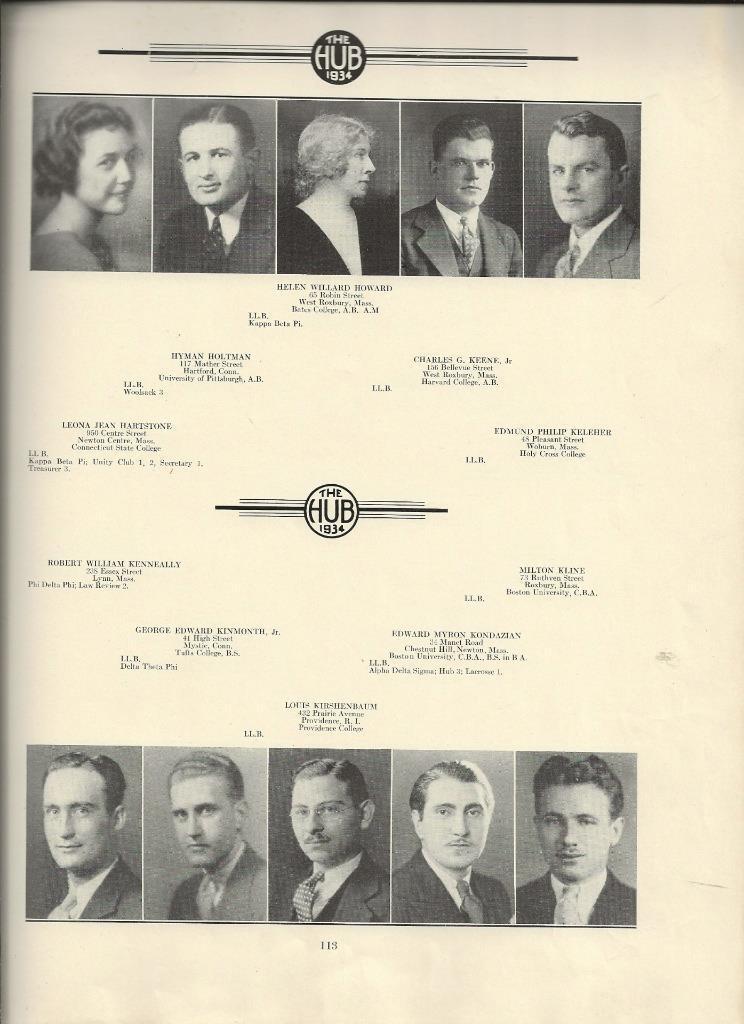 1934 BOSTON UNIVERSITY YEARBOOK, THE HUB, BOSTON, MASSACHUSETTS