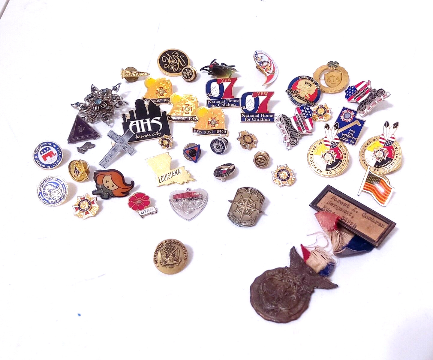 Huge Lot Of Auxiliary, Ladies Auxiliary, V.F.W. Military And Other Pins