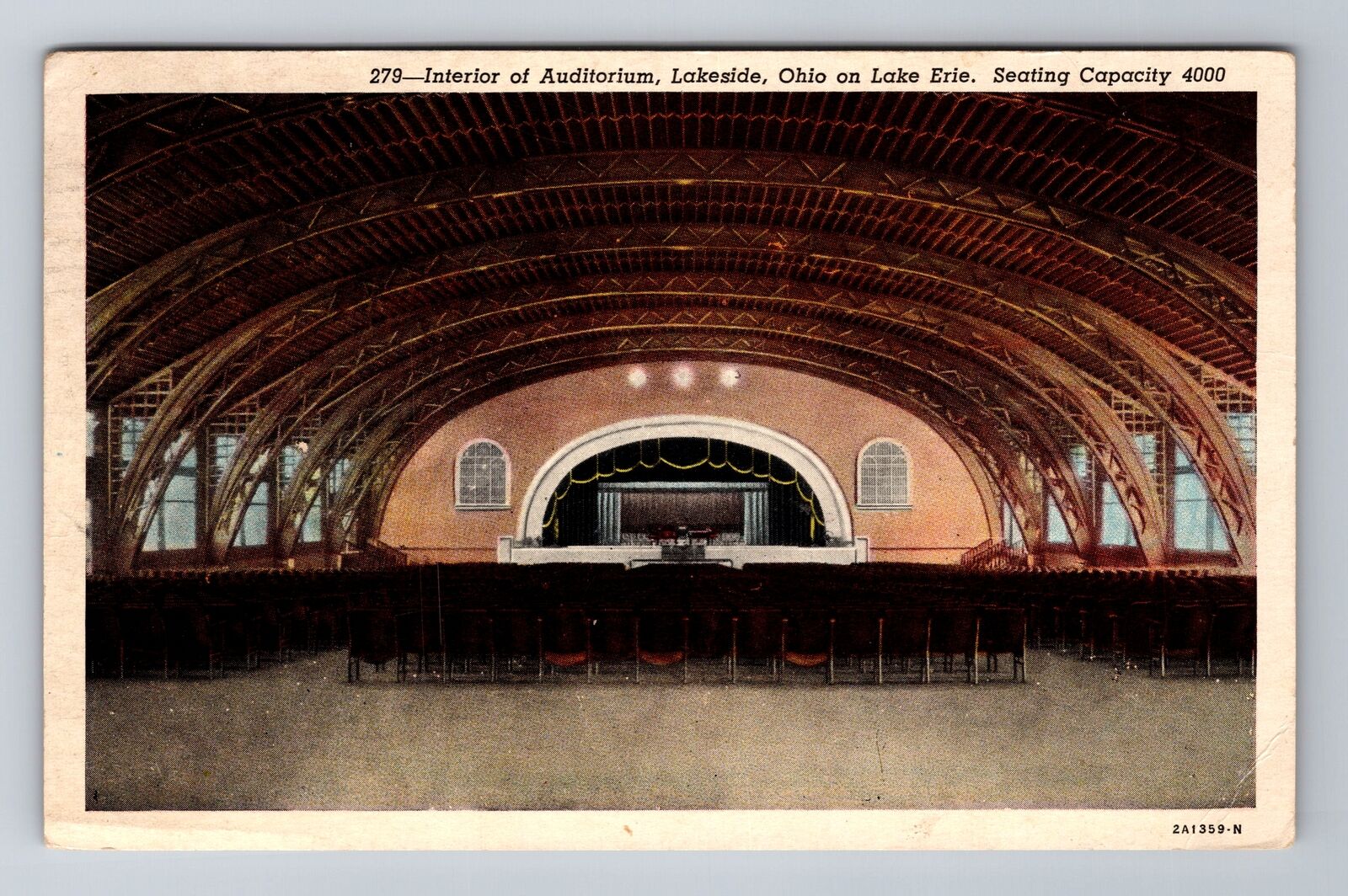 Lakeside OH-Ohio On Lake Erie, Interior Auditorium, Vintage c1953 Postcard