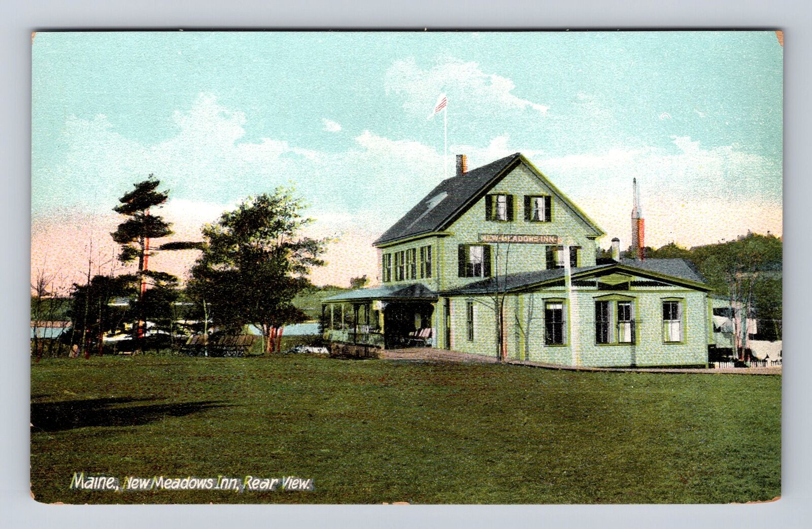 Brunswick ME-Maine, New Meadows Inn, Rear View, Antique, Vintage Postcard