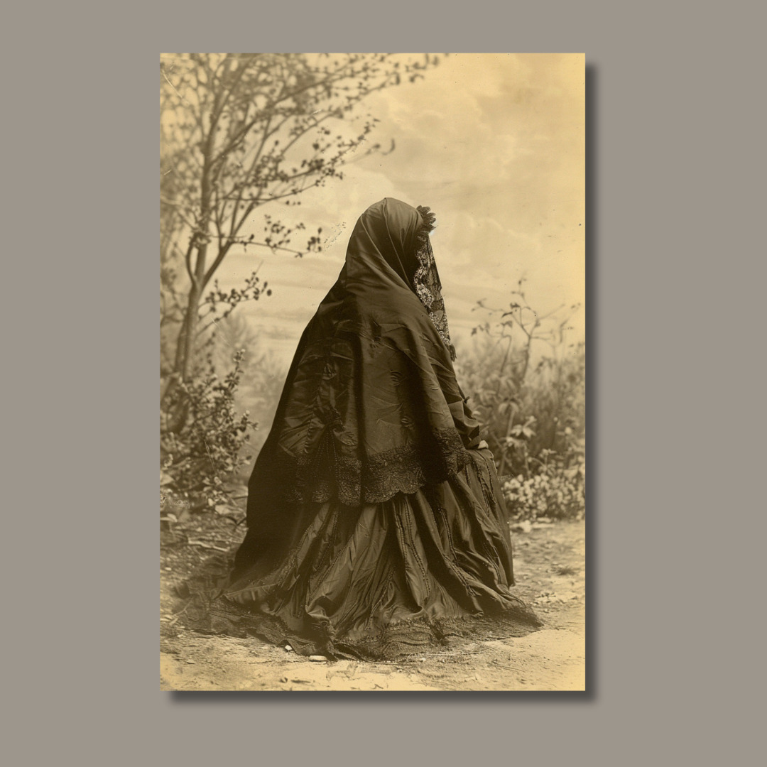 Mourning Victorian Woman Photo 1800s - 8.5