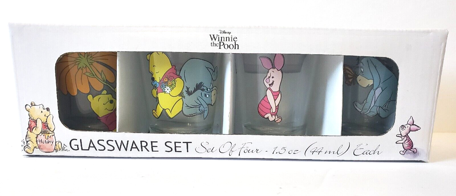 Winnie the Pooh Shot Glasses -  Set of 4 1.5 Oz / 44ml Each - Disney