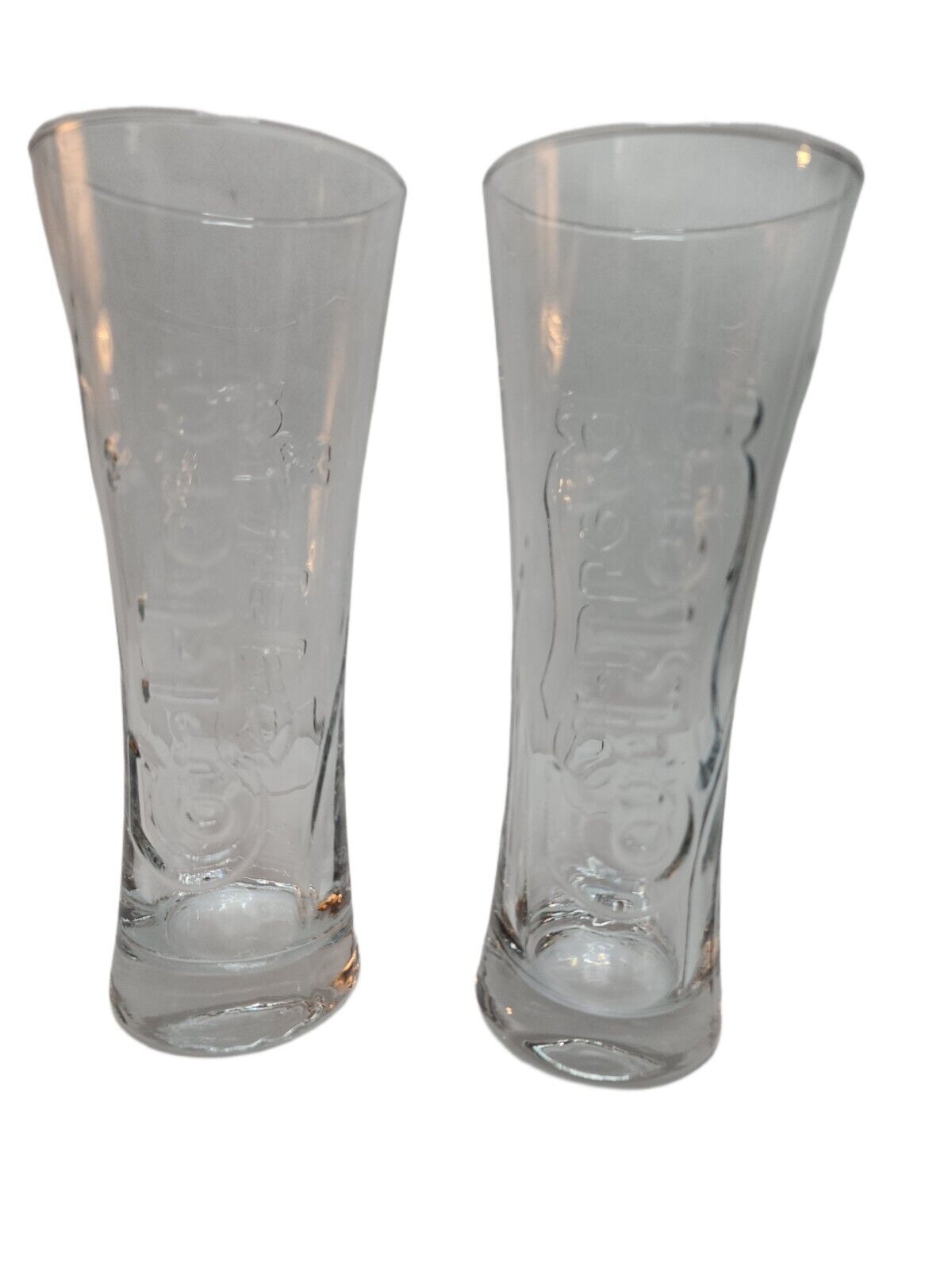Set of 2 Embossed Carlsberg 330mL Tall Copenhagen All Malt Premium Beer Glasses