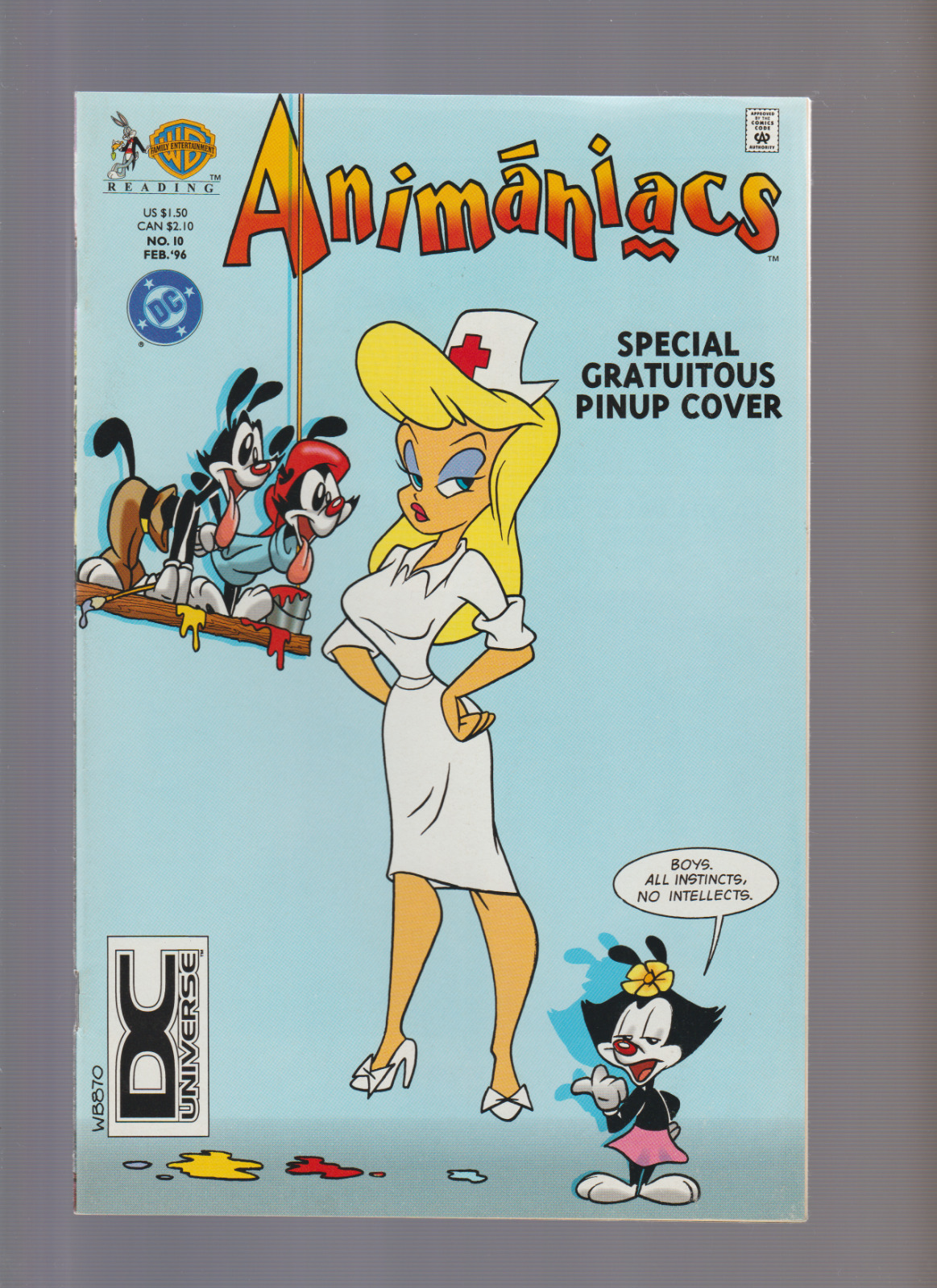 ANIMANIACS # 10 (1996) HTF DC LOGO VARIANT ICONIC HELLO NURSE PIN UP COVER