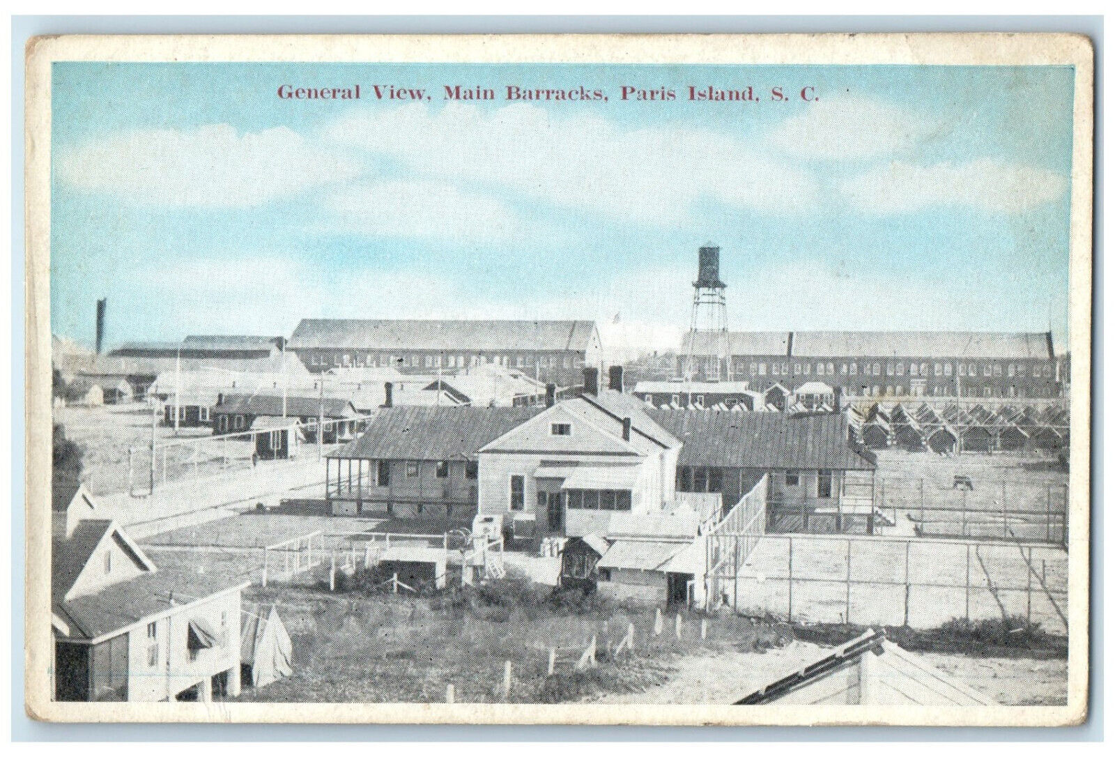 c1920's General View Main Barracks Paris Island South Carolina SC WW1 Postcard