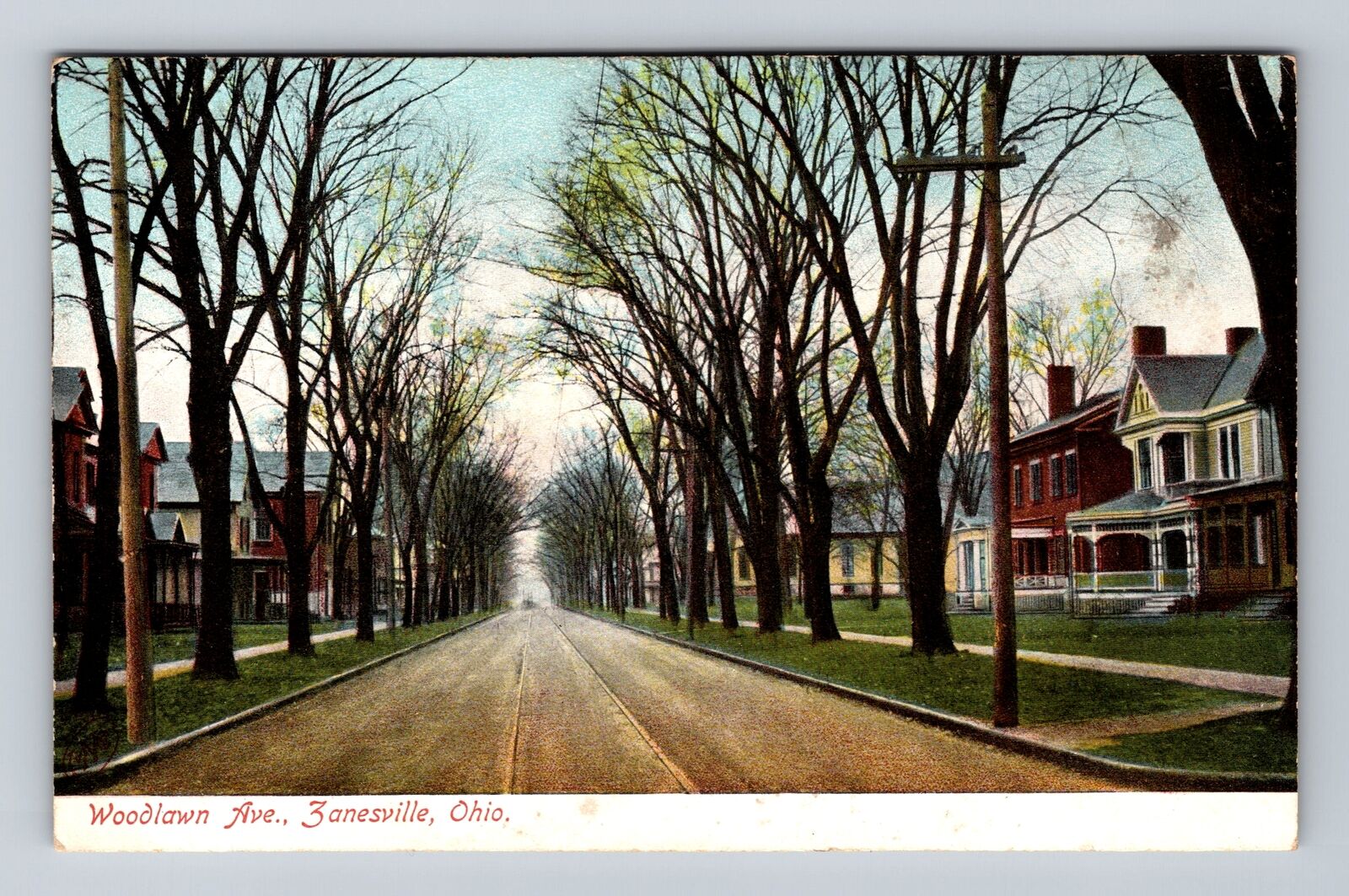 Zanesville OH-Ohio, Residential District Woodlawn Avenue Vintage Postcard