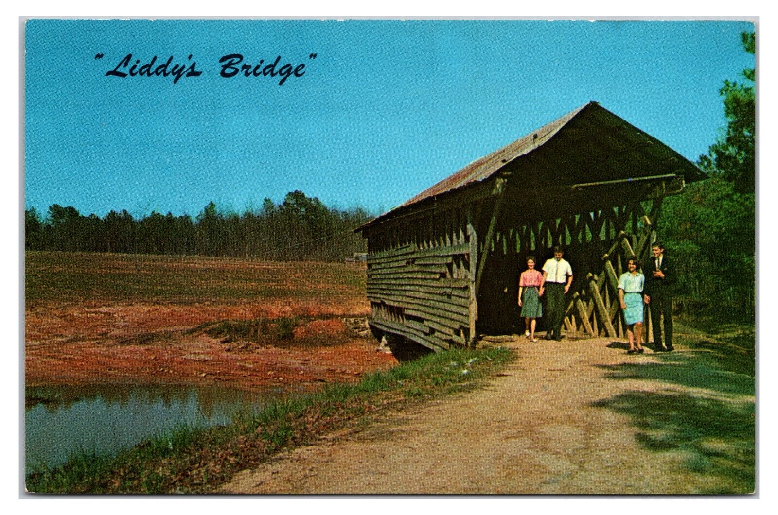 Vintage 1950s - Liddy\'s Covered Bridge - Cullman, Alabama Postcard (UnPosted)