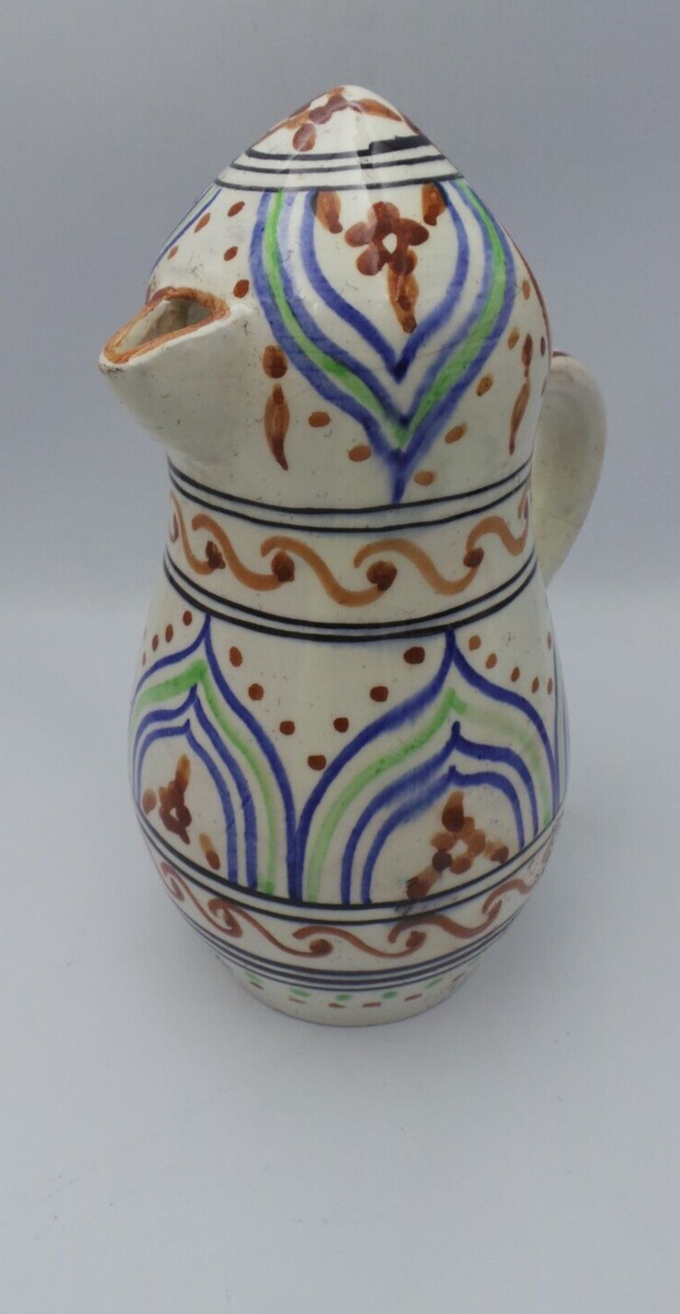 Vintage Antique Jerusalem Armenian CERAMIC pitcher Hand Painted Palestine Signed