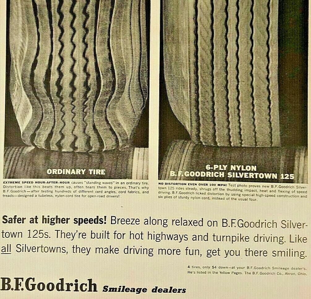 Vintage B&W 1959 Life Magazine Ad B.F. Goodrich Silvertown 125 Tires 6 Ply
