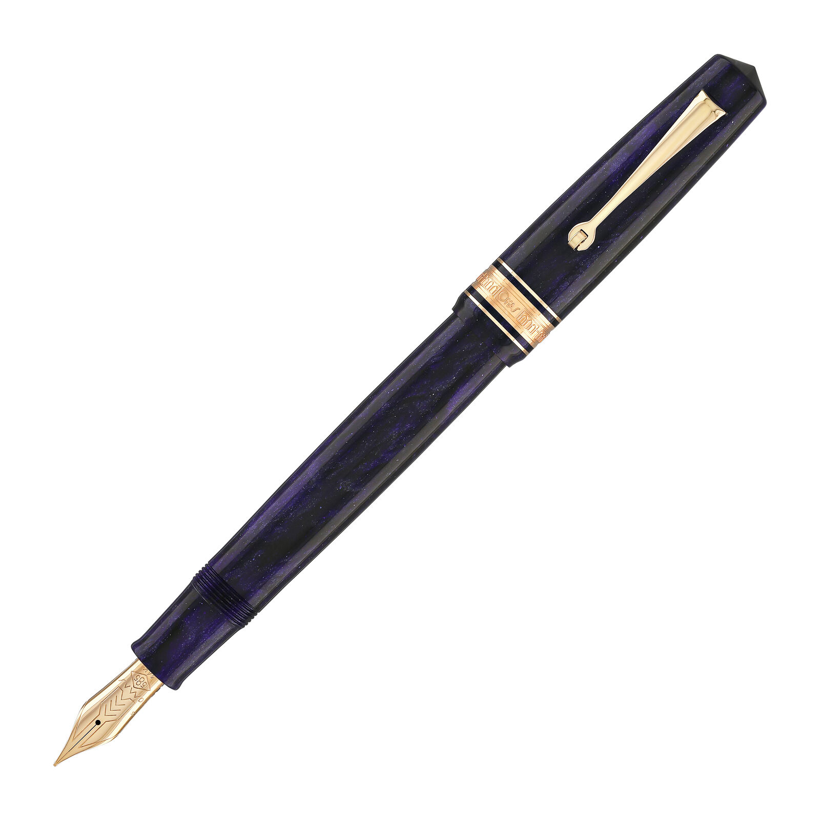 Omas Bologna Fountain Pen in Ametista Profondo with Rose Gold Trim - Broad Point