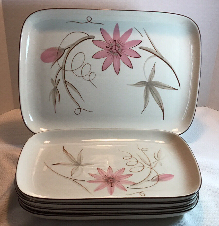 Platter, Winfield Passion Flower True Porcelain  And 4 Oversized Plates Vintage