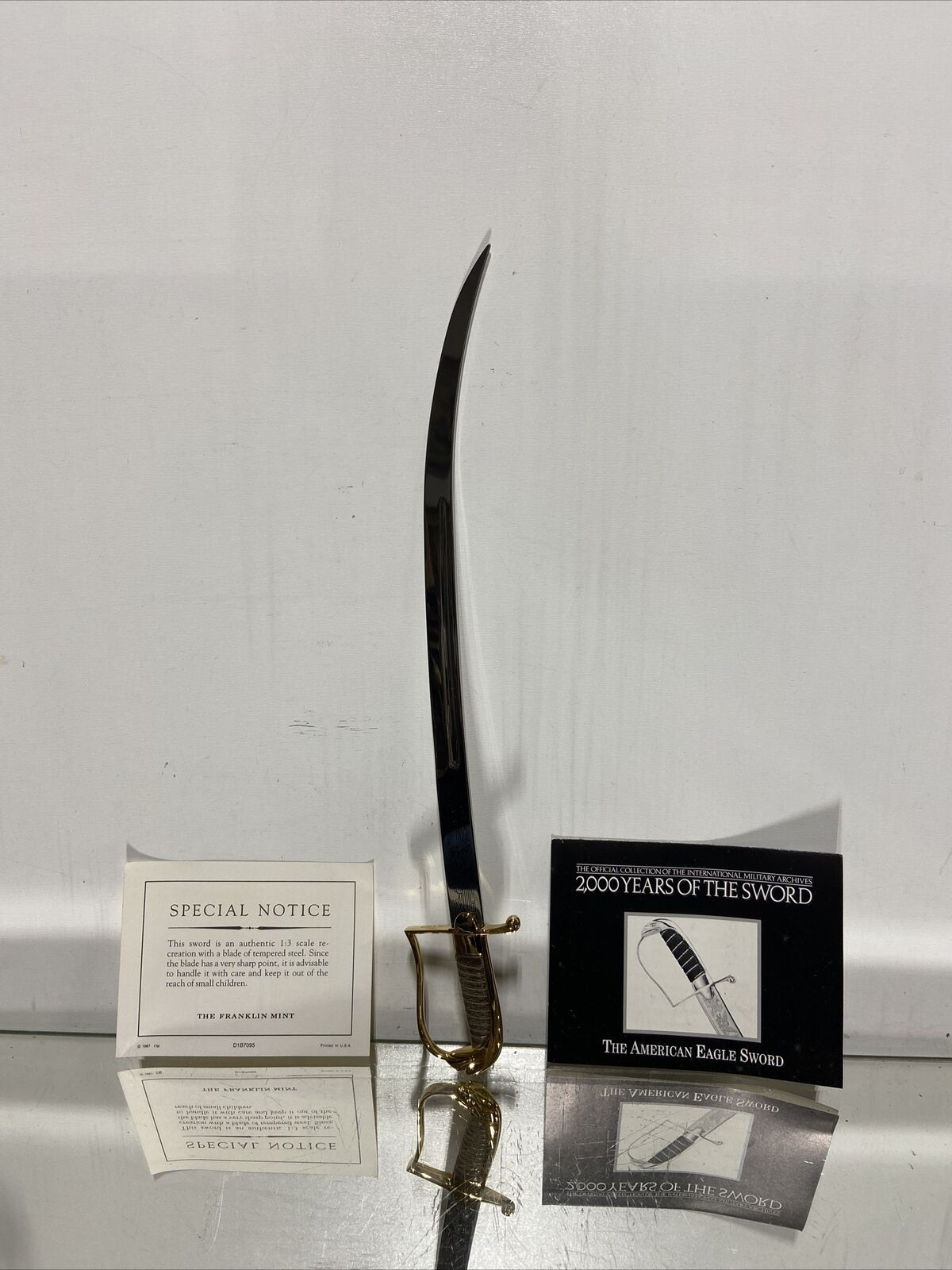 Franklin Mint 1:3 Scale Sword of The American Eagle Tempered Steel
