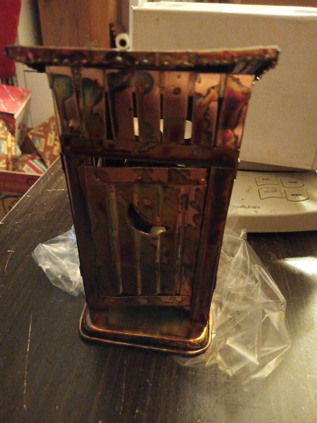 Brass Copper Metal Tin Music Box Outhouse Plays Home on the range
