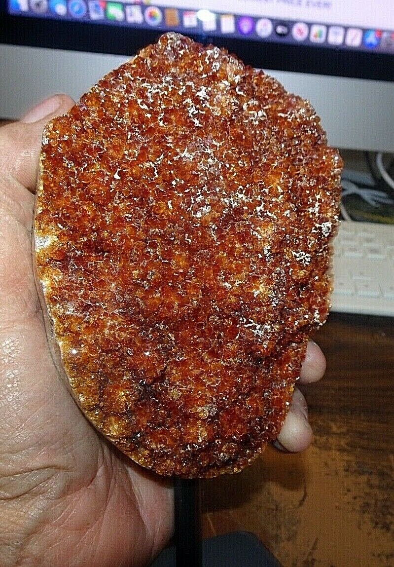 LARGE DARK CITRINE CRYSTAL CLUSTER GEODE FROM BRAZIL CATHEDRAL W/ STEEL BASE 