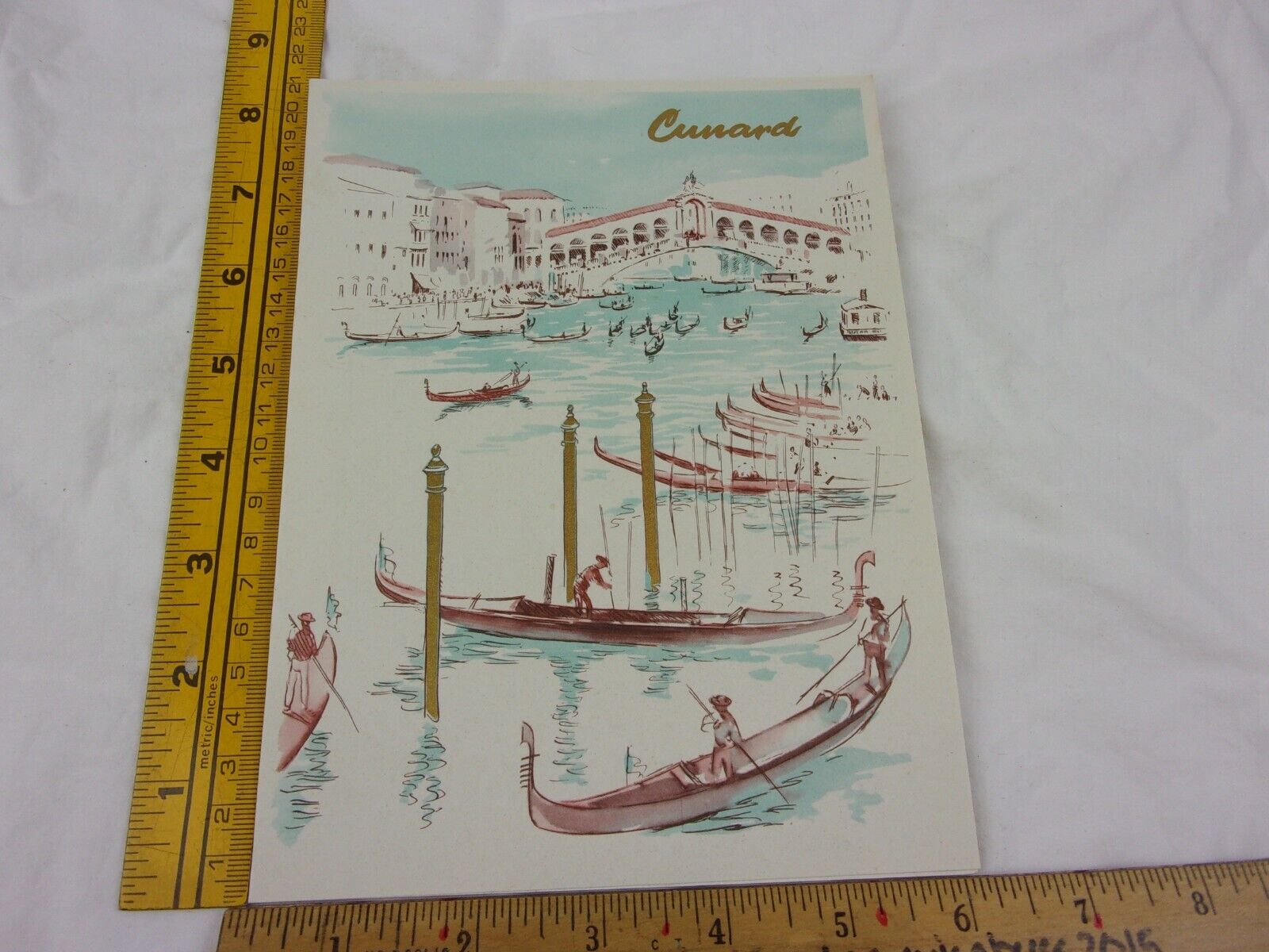 1961 RMS Ivernia Cunard Cruise Line menu 7/7/1961 ship Venice Grand Canal Italy
