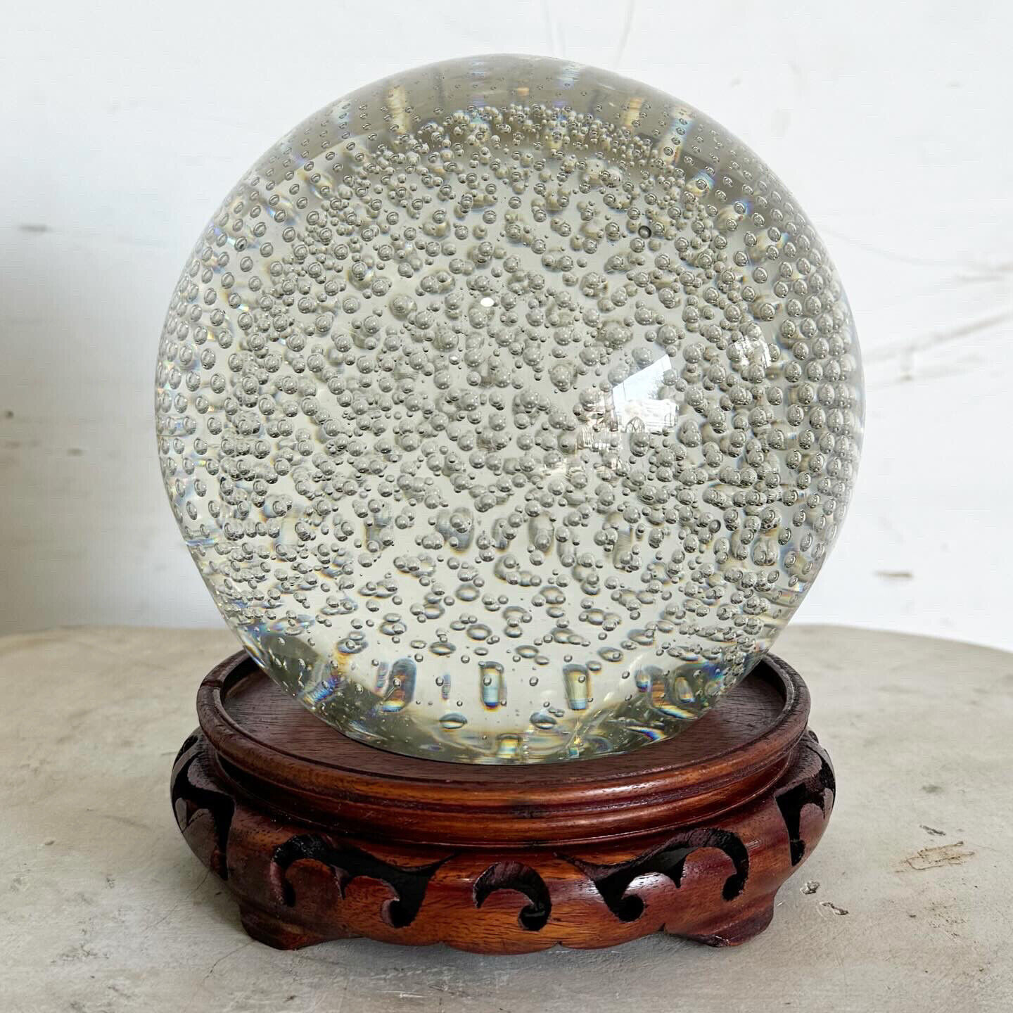 Vintage Bubbled Spherical Paper Weight Kaiser Krystal