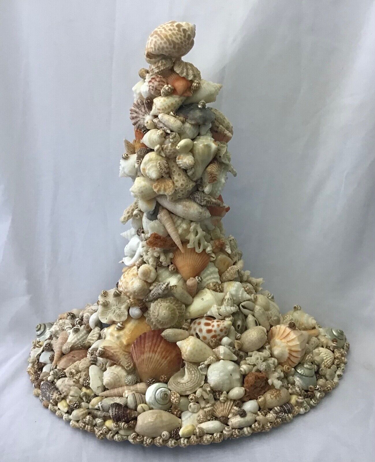 Handmade 11” Tall Seashell Beach Shells Multi Colorful Tree