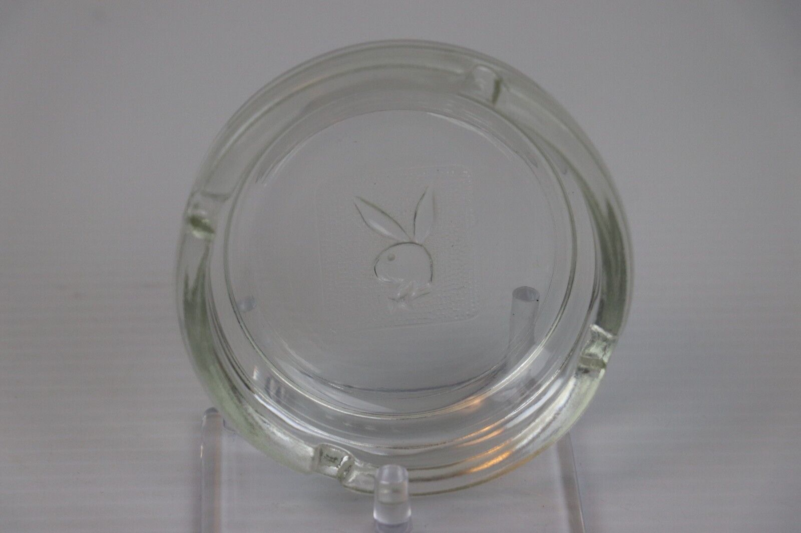 Vintage Playboy Bunny Logo Clear Glass Round Ashtray MCM Classic