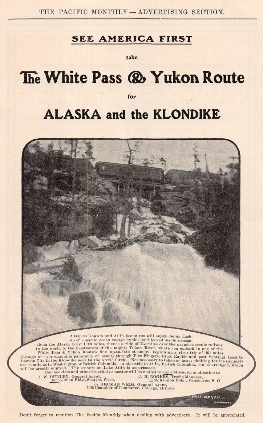 1906 THE WHITE PASS & YUKON ROUTE Alaska and the Klondike Dawson Alaska Atlin BC