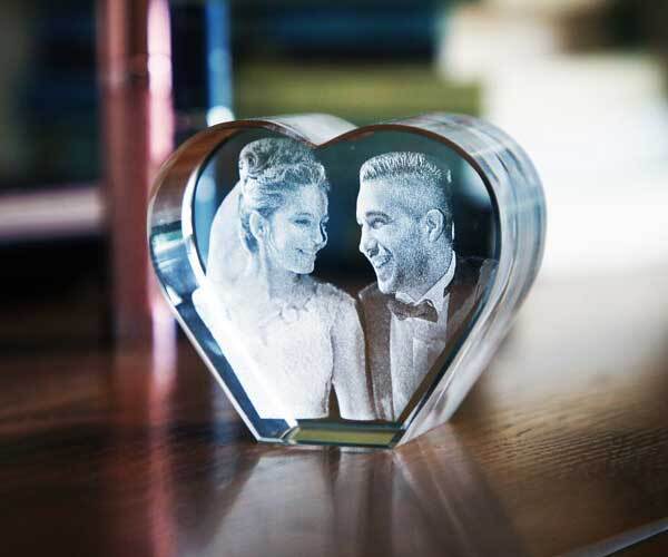 3D Crystal Photo Engraved Picture Personalized Heart Crystal Christmas Gift