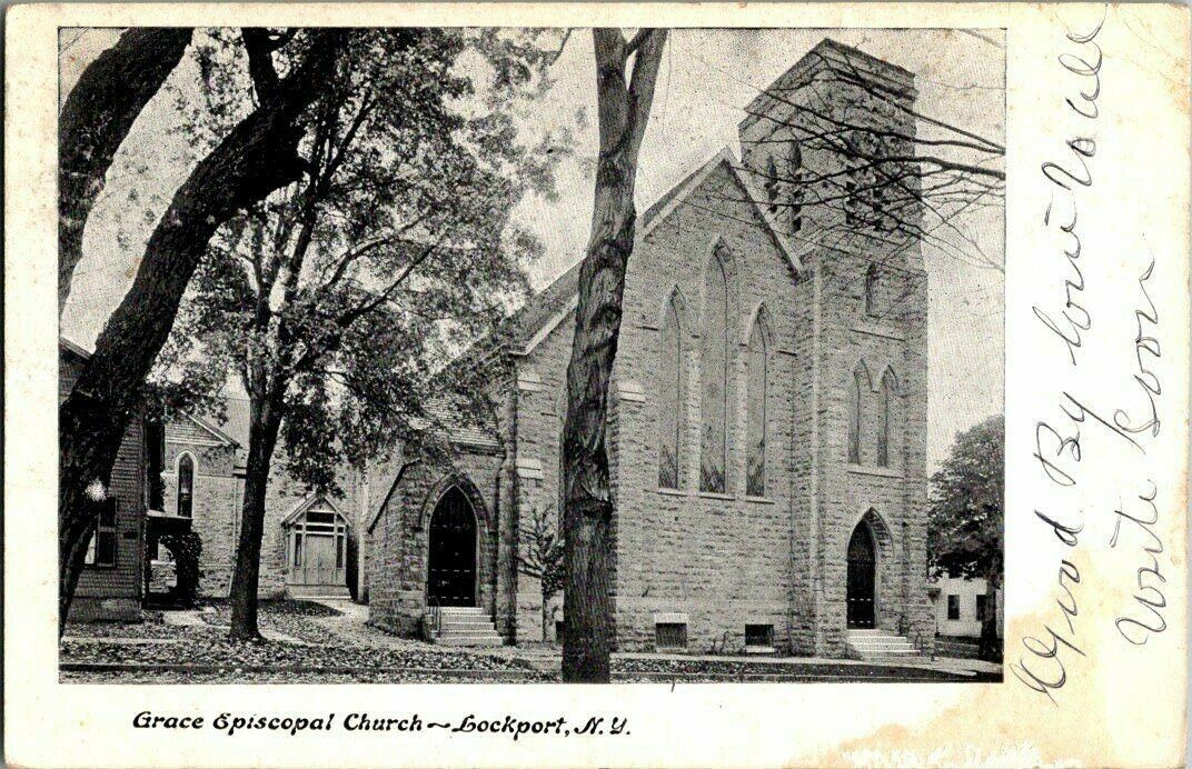 1911. LOCKPORT, NY. GRACE EPISCOPAL CHURCH. POSTCARD.