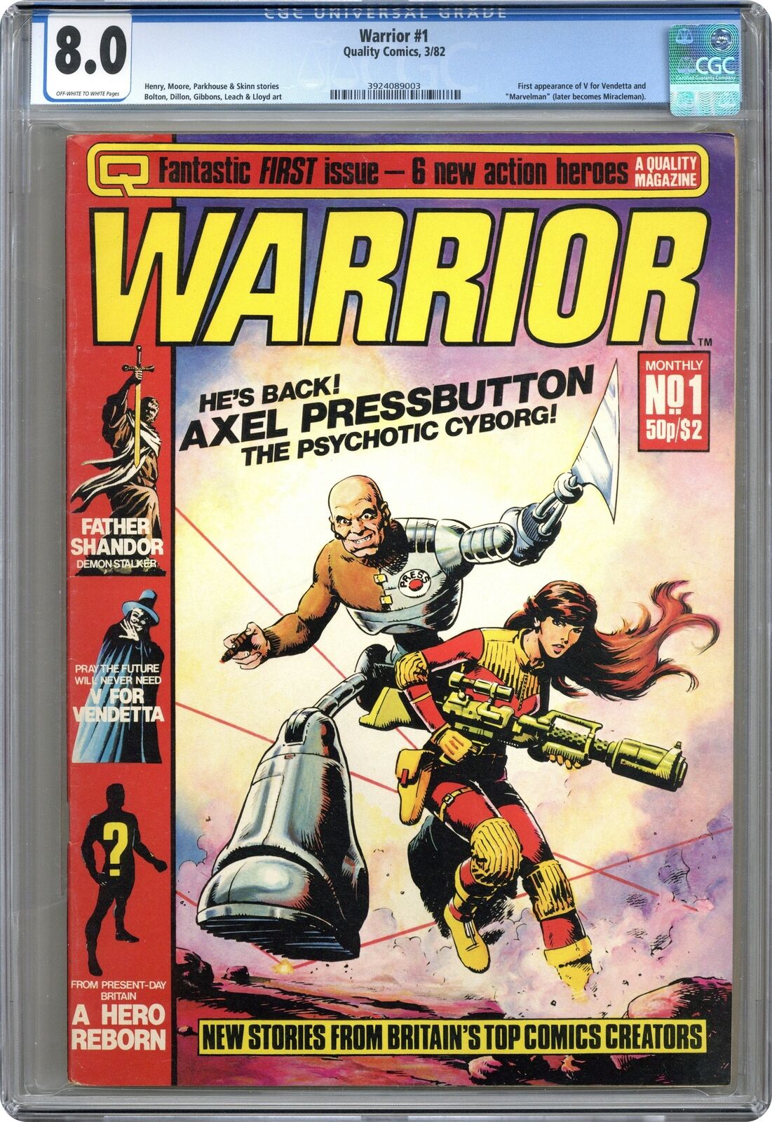 Warrior UK #1 CGC 8.0 1982 3924089003 1st app. Alan Moore\'s MarvelMan