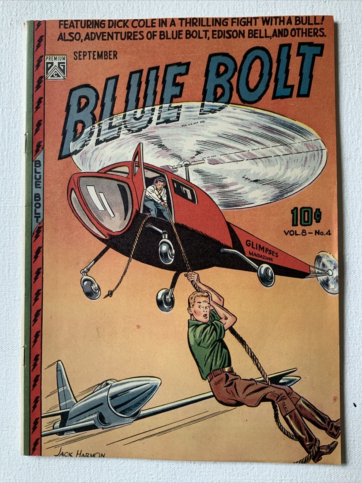Blue Bolt Vol. 8 4  Sept 1947 - Golden Age Novelty  Comic Harmon Cover F/ VF-